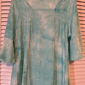 Coral Bay Light Aqua Embellished Tunic